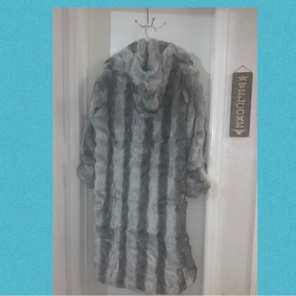 Roaman's Gray Faux Fur Coat